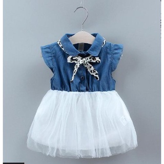 Váy cho bé gái chất giả jean phong cách từ sơ sinh đến 4 tuổi