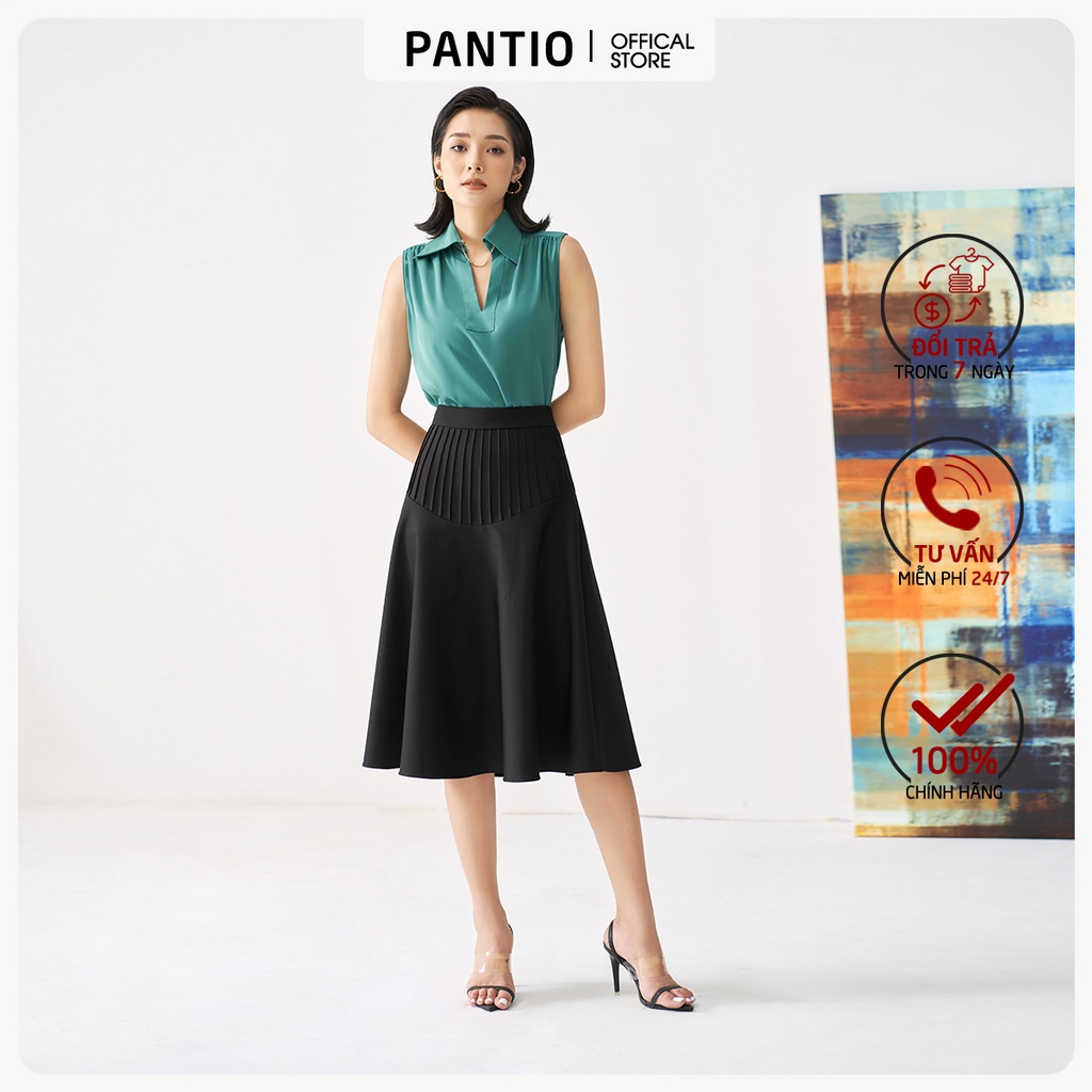 Áo sơ mi chất liệu lụa thiết kế không tay dáng suông FAS32989 - PANTIO