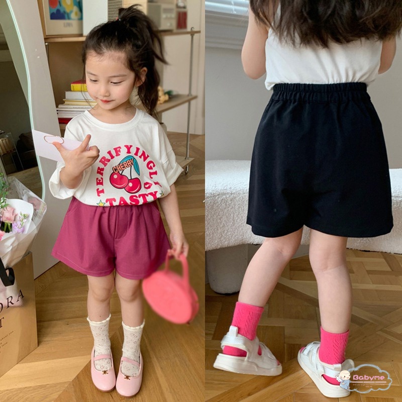 Quần ngắn ống rộng Lưng Thun Phong Cách Thể Thao Dành Cho Bé Gái