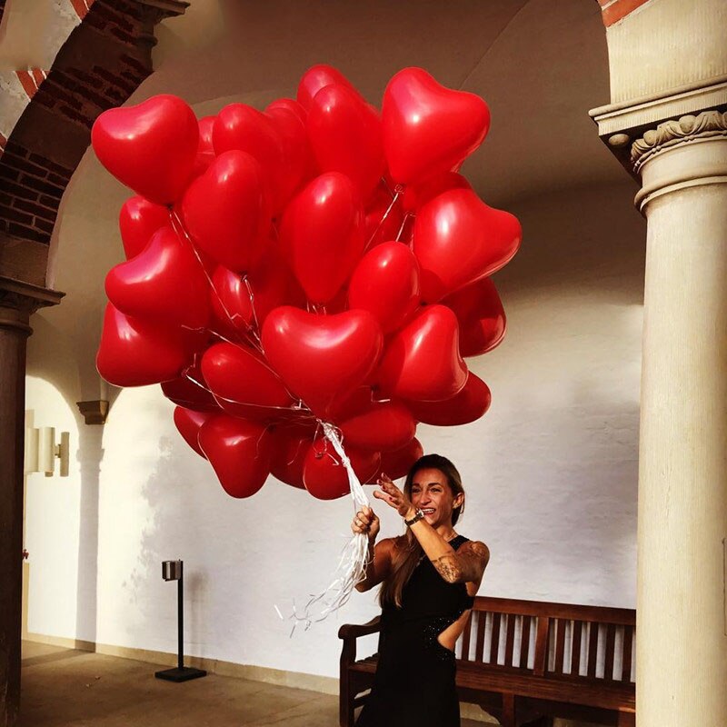 10Pcs Thickened Double Layer Red Heart Balloons Wedding Party Decoration