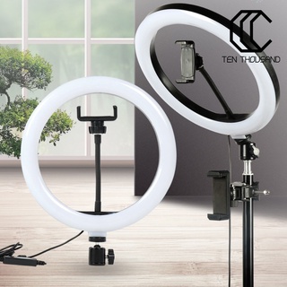 Đèn LED hình vòng tròn cổng USB 26cm gắn điện thoại hỗ trợ trang điểm tự sướng