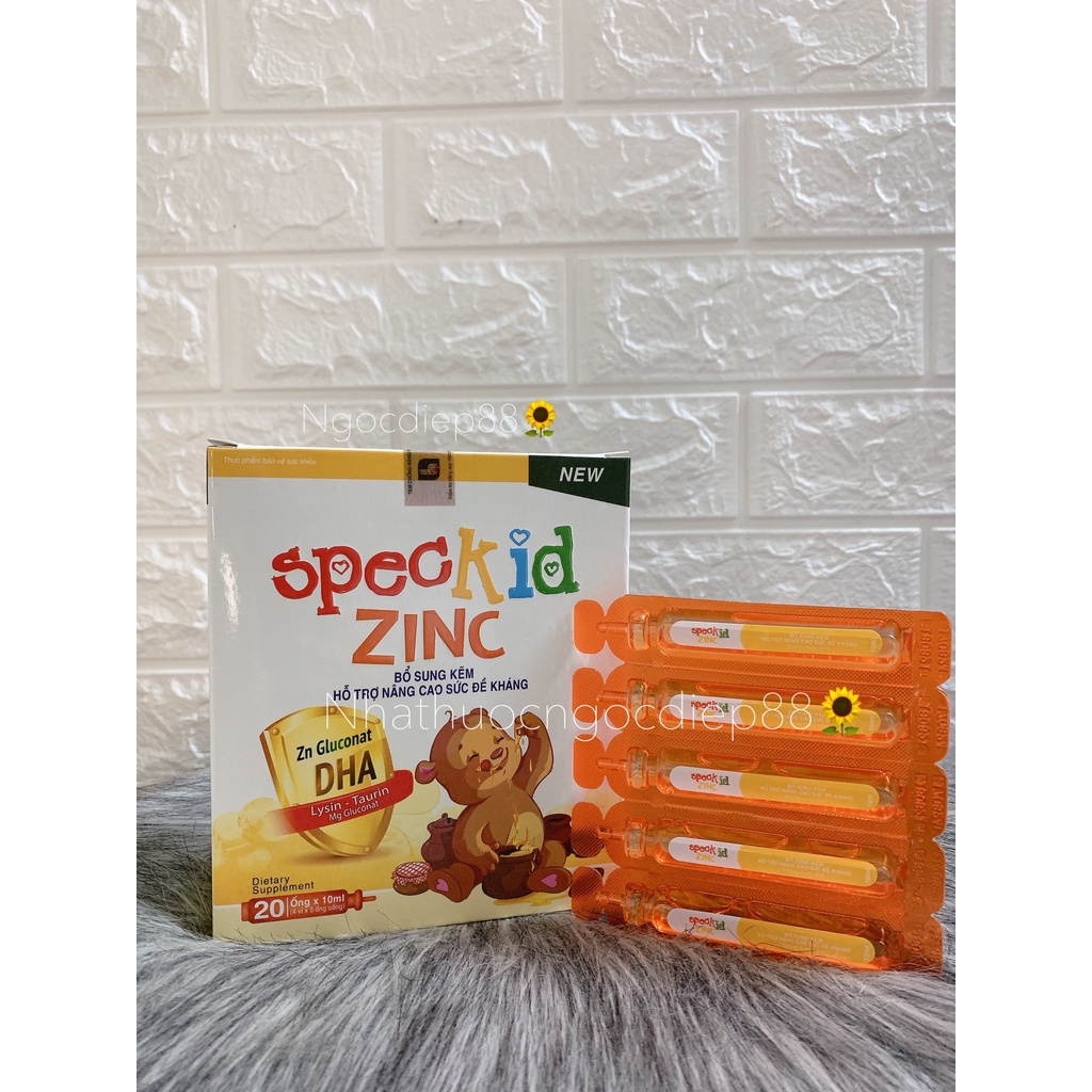 Speckid zinc bổ sung kẽm hỗ trợ nâng cao sức đề kháng (Hộp 20 ống)