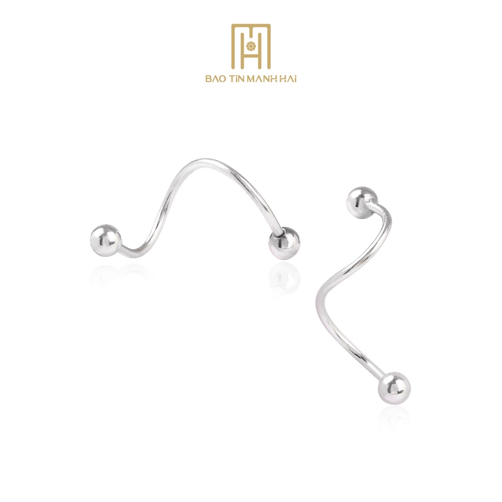 Bông tai Bạc 925 nữ hình xoắn phong cách hàn quốc BTB02 Bảo Tín Mạnh Hải