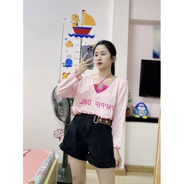 Set áo croptop dài tay