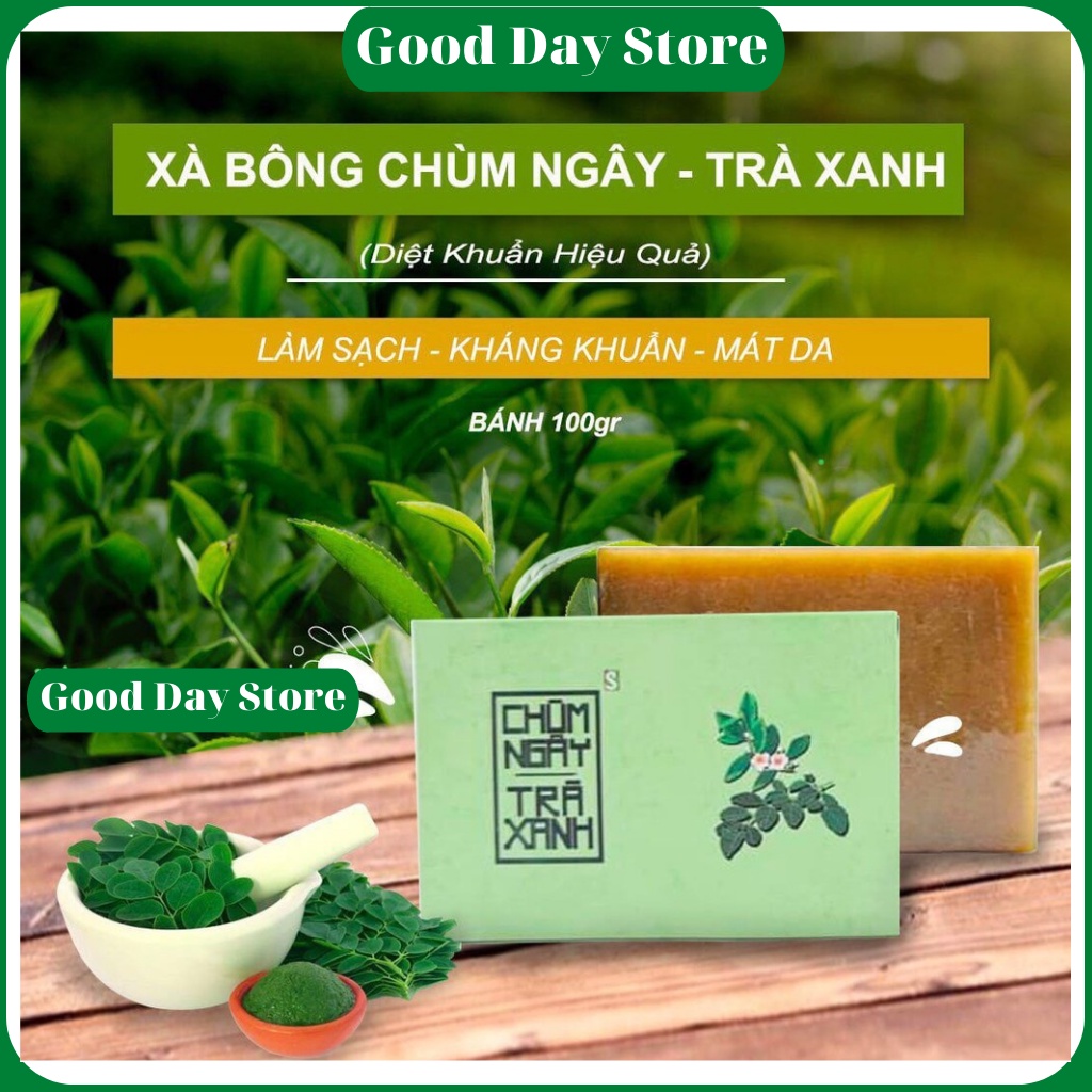 Xà bông sinh dược mùi Chùm Ngây Trà Xanh - 100% Nguyên chất từ thiên nhiên