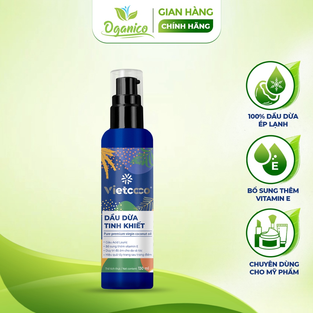Dầu dừa hữu cơ nguyên chất ép lạnh Vietcoco Vitamin E dưỡng ẩm và chăm sóc da ưu việt - Oganico