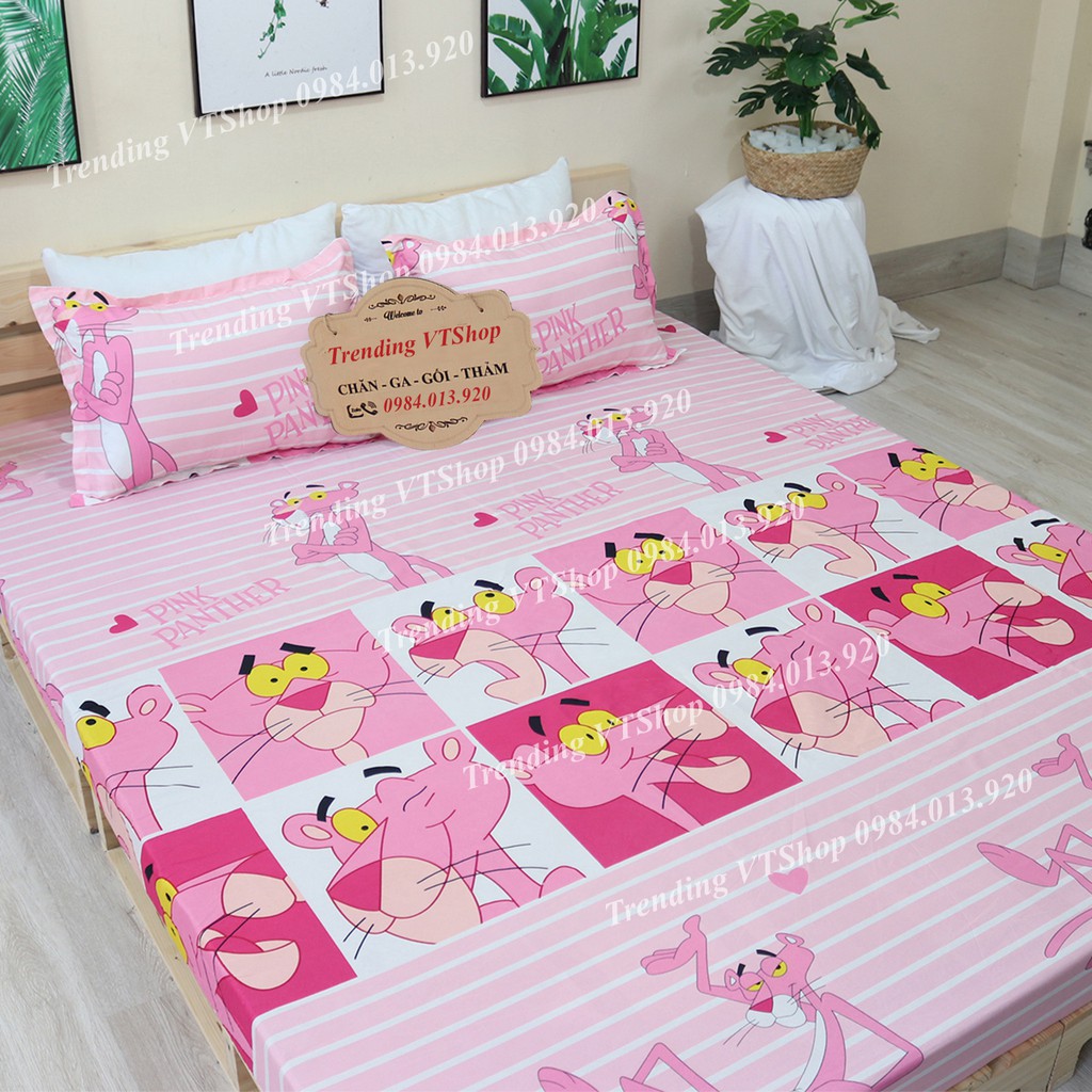 [Giá rẻ cực sốc] Bộ ga gối báo Pink Poly Cotton siêu mềm mại