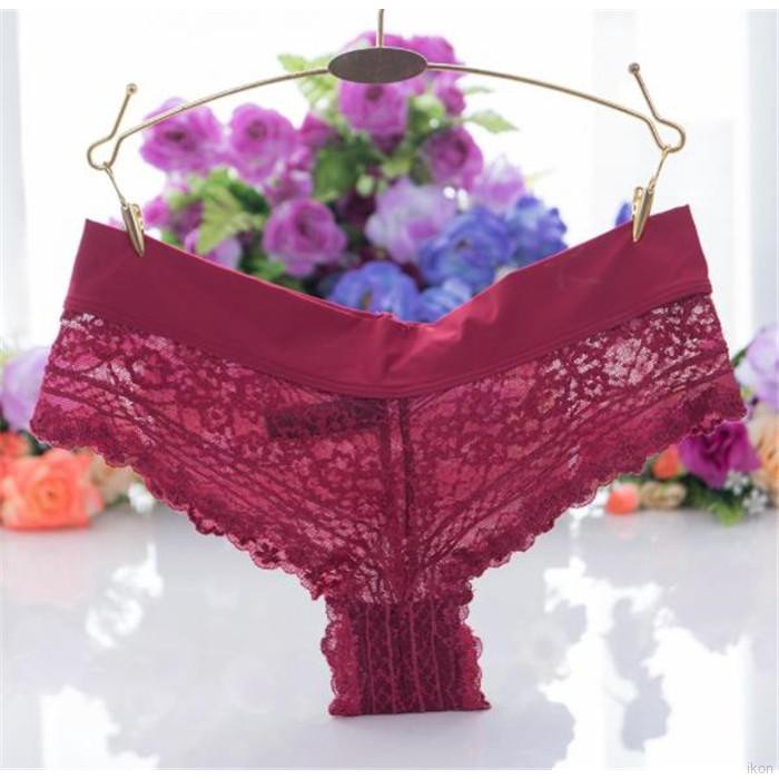 Quần lót cotton lưng thấp phối ren hoa thiết kế quyến rũ cho phái nữ