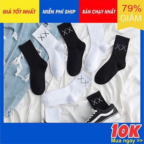 Tất/Vớ dệt kim Nam Nữ Trơn Cổ Cao Chữ Xx Kaws,Unisex,Nike,Adidas,Puma,Mizuno,Drew,Champion,Supreme,MLB,NY,Jordan,Vans,LA