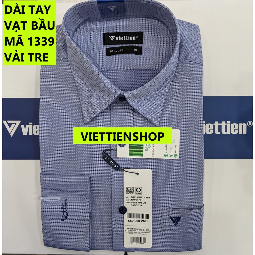 (1339 HVL) ÁO SƠ MI VIỆT TIẾN DÀI TAY VẢI TRE HOA VĂN