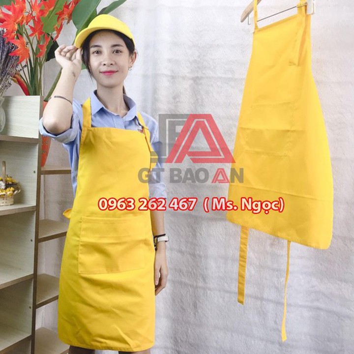 Combo Tạp Dề + Nón Nửa Đầu Màu Vàng Phục Vụ Cafe Siêu Dễ Thương