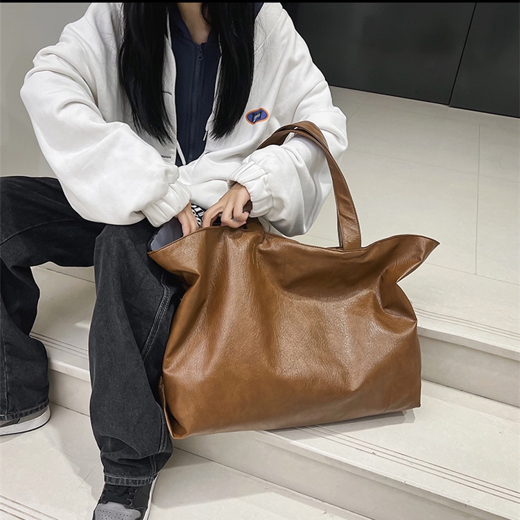 Túi xách tote đeo vai da PU sức chứa lớn thời trang Hàn Quốc cho nam