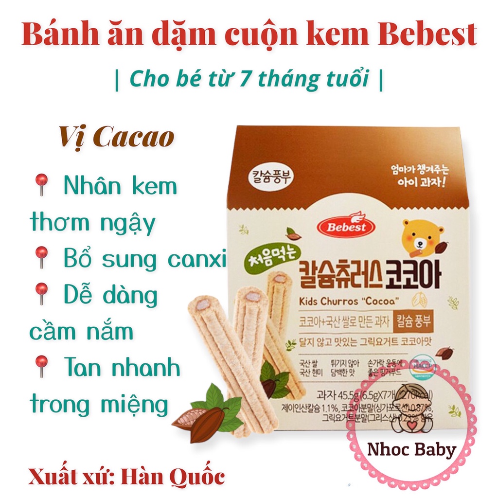 Bebest | Bánh ăn dặm cuộn kem canxi cho bé 7m+ (Hàn Quốc)