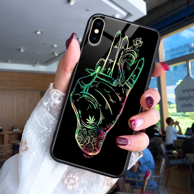 Ốp kính cường lực 420 canabis xinh imacc cho iphone 7/8/6/6s/plus