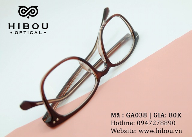 [Tặng hộp và khăn] Gọng Kính cận siêu rẻ Hibou Optical GA038 - Chuyên lắp mắt cận loạn viễn