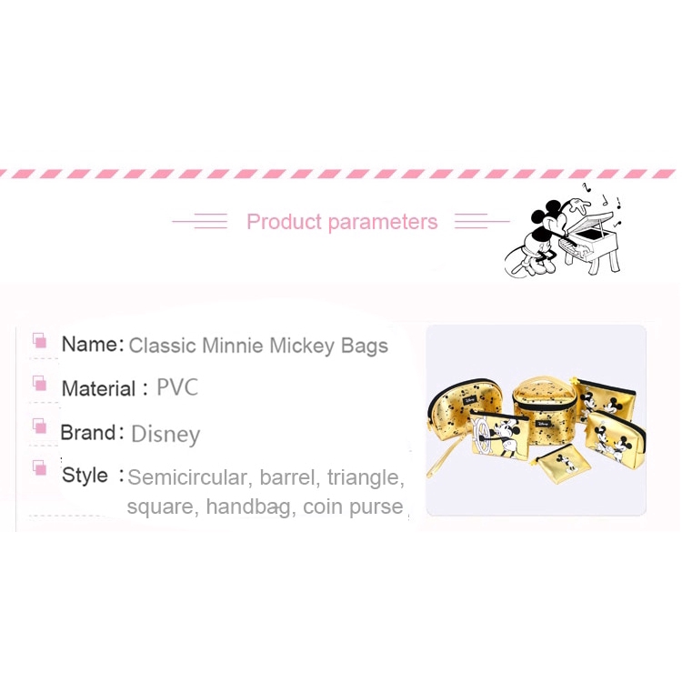 Disney Mickey Mouse Multi-chức năng phụ nữ Túi Wallet Purse thời trang nữ túi xách bán Set mỹ phẩm lưu trữ Disney nóng