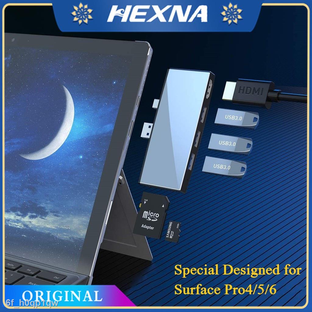 FRESH Hub Surface Pro cho Microsoft Surface Pro 6/Pro 5/Pro 4 với cổng 4K HDMI 3 cổng USB 3.0 5Gps đầu đọc thẻ SD/TF Mic