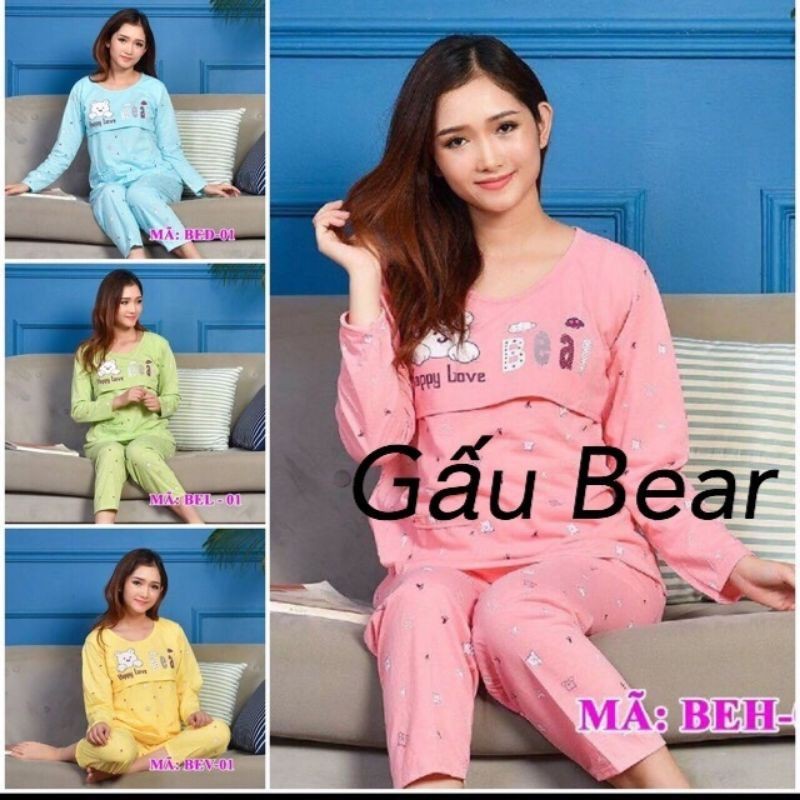 Bộ quần áo sau sinh cotton mở nắp cho con bú/ nhiều mẫu