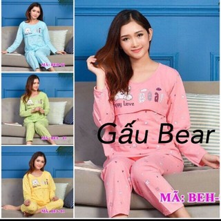 Bộ quần áo sau sinh cotton mở nắp cho con bú/ nhiều mẫu