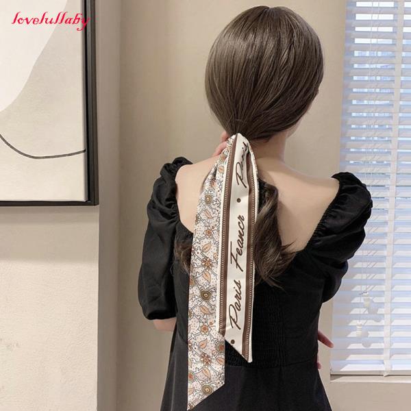 [44 styles]Khăn Buộc Tóc Dài Vải Lụa Kẻ Sọc Cho Nữ