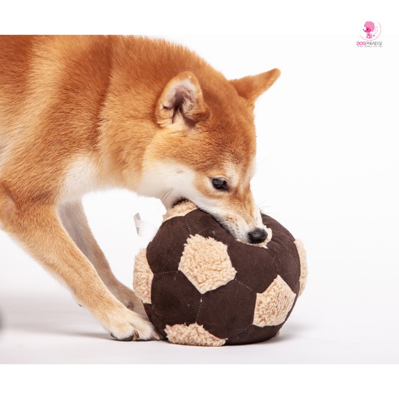 Đồ chơi giảm stress cho chó Touchdog hình trái banh ngộ nghĩnh màu nâu và kem - Dog Paradise