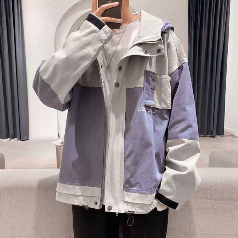 Áo khoác kaki túi hộp unisex form rộng Túi Ngang Nút nam nữ phong cách ngầu của năm