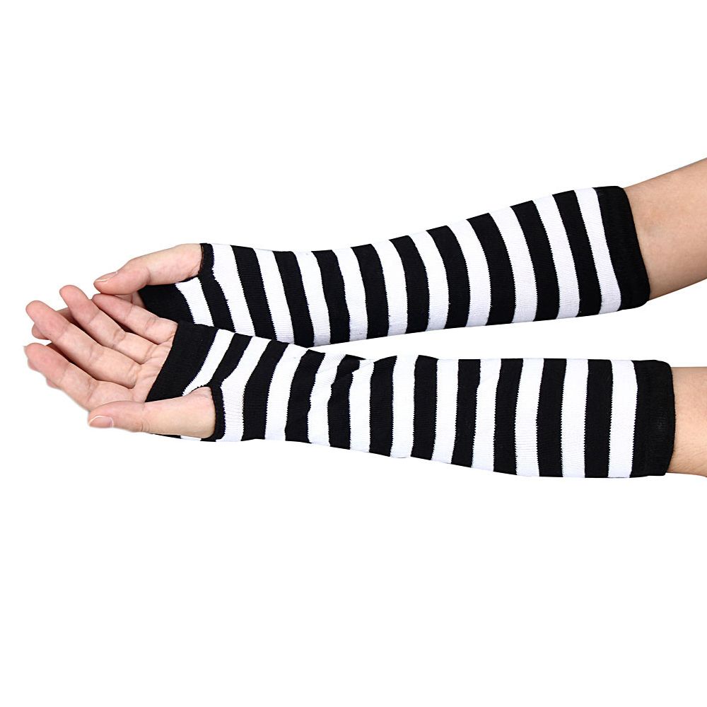 Đôi Găng Tay Vải Cotton Dệt Kim Hở Ngón Giữ Ấm Mùa Đông Cho Phụ Nữ
