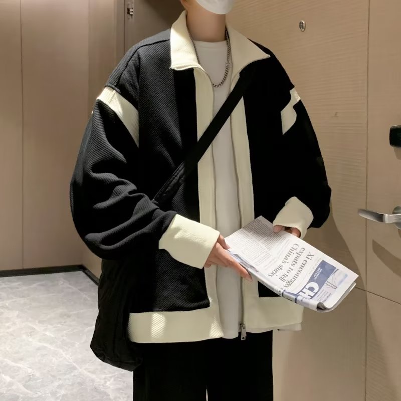 Áo Khoác Bóng Chày nam Thời Trang Xuân Thu thời trang áo cardigan len unisex phong cách Hàn Quốc varsity jacket from rộng áo cardigan nam
