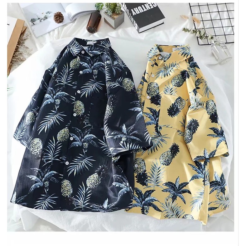 Áo sơ mi nam họa tiết quả dứa, thích hợp mùa hè đi biển, hàng nhập Quảng Châu | BigBuy360 - bigbuy360.vn