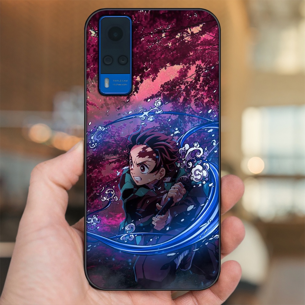 Ốp lưng Vivo Y51 2020, Y53s viền đen in hình Tanjiro Kimetsu No Yaiba