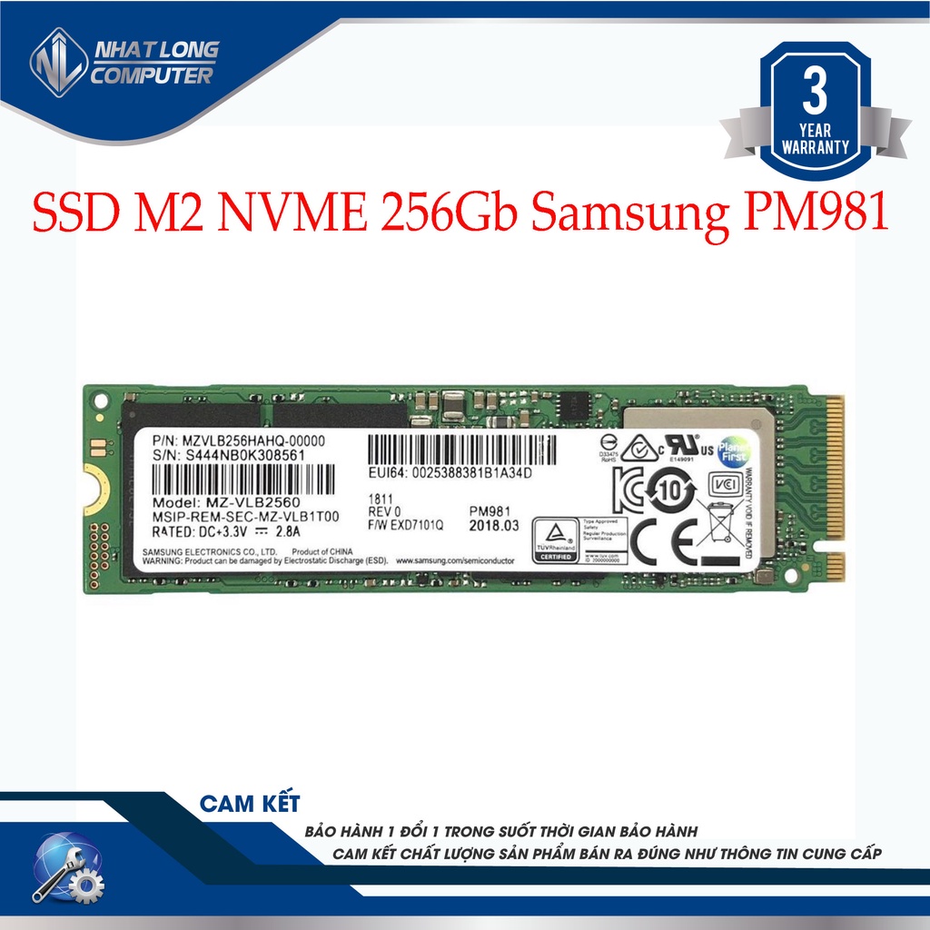 Ổ cứng SSD M2-PCIe 256GB Samsung PM981 NVMe 2280 (OEM Samsung 970 EVO)