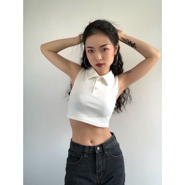 |Hình thật độc quyền| Áo croptop cổ polo
