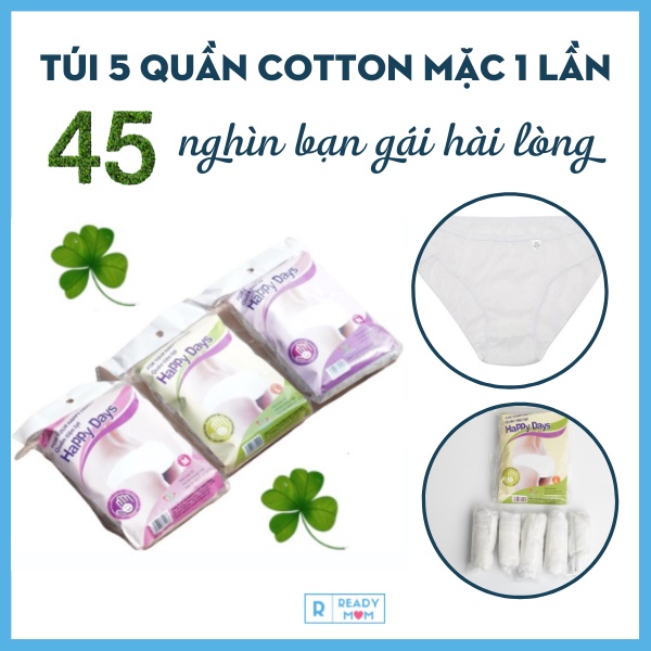 Quần Lót Giấy Cotton |1 Túi 5 chiếc | Dùng 1 Lần | Đáy Quần 2 Lớp | Happy Days | Khi Đi Du Lịch| Mẹ Bầu Đi Sinh | Q11