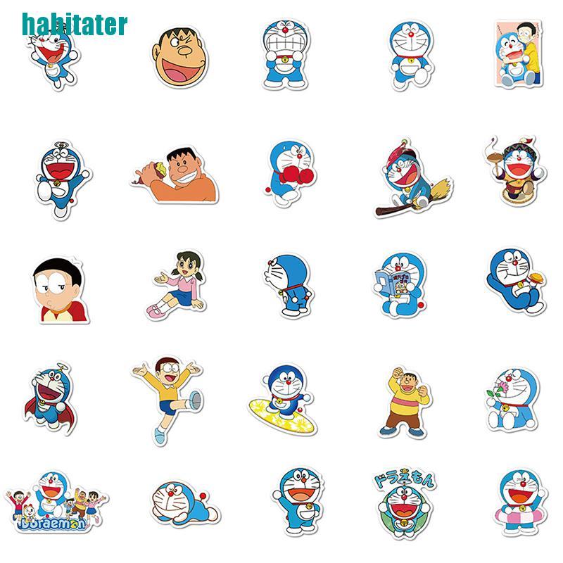 Set 50 Sticker Doraemon Dán Trang Trí Xe Hơi / Xe Máy / Hành Lý / Ván Trượt / Xe Hơi