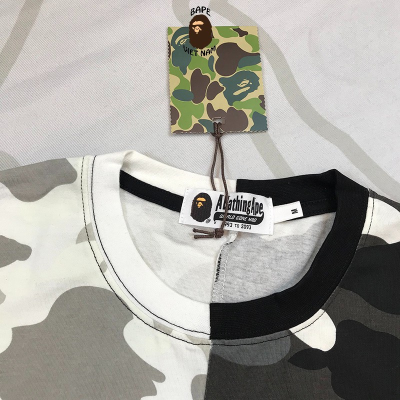 [Ảnh thật+FREESHIP] Tee Bape Shark Camo City Half, Áo thun Bape Camo, Áo phông Bape Shark Camo nửa đen, nửa trắng SS2020 | BigBuy360 - bigbuy360.vn