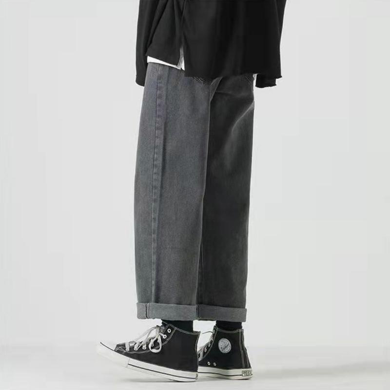 Quần jeans baggy nam dáng dài ống suông rộng màu lông chuột vải bò dày dặn - GenZ Store HN