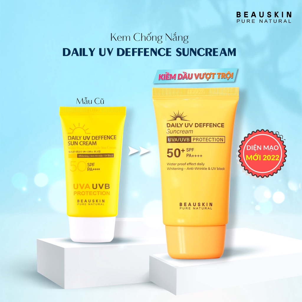 Kem Chống Nắng BEAUSKIN Daily Deffence Sun Cream 50ml SPF 50+ PA++++, Nâng Tone, Kiềm Dầu Hiệu Quả - BSSC0200210