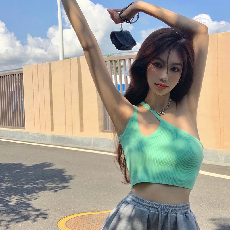 QKOOLE  Áo croptop không tay kiểu dáng thời trang mùa hè cho nữ