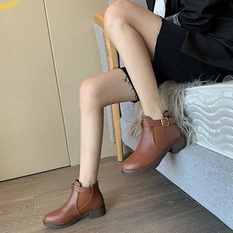Giày Bốt Da Mềm Chống Trượt Thoáng Khí Thời Trang Cho Nữ