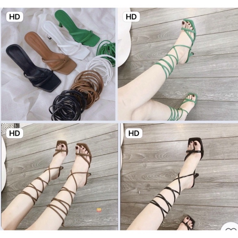 Giày sandal kẹp dây quấn cổ chân san chảnh