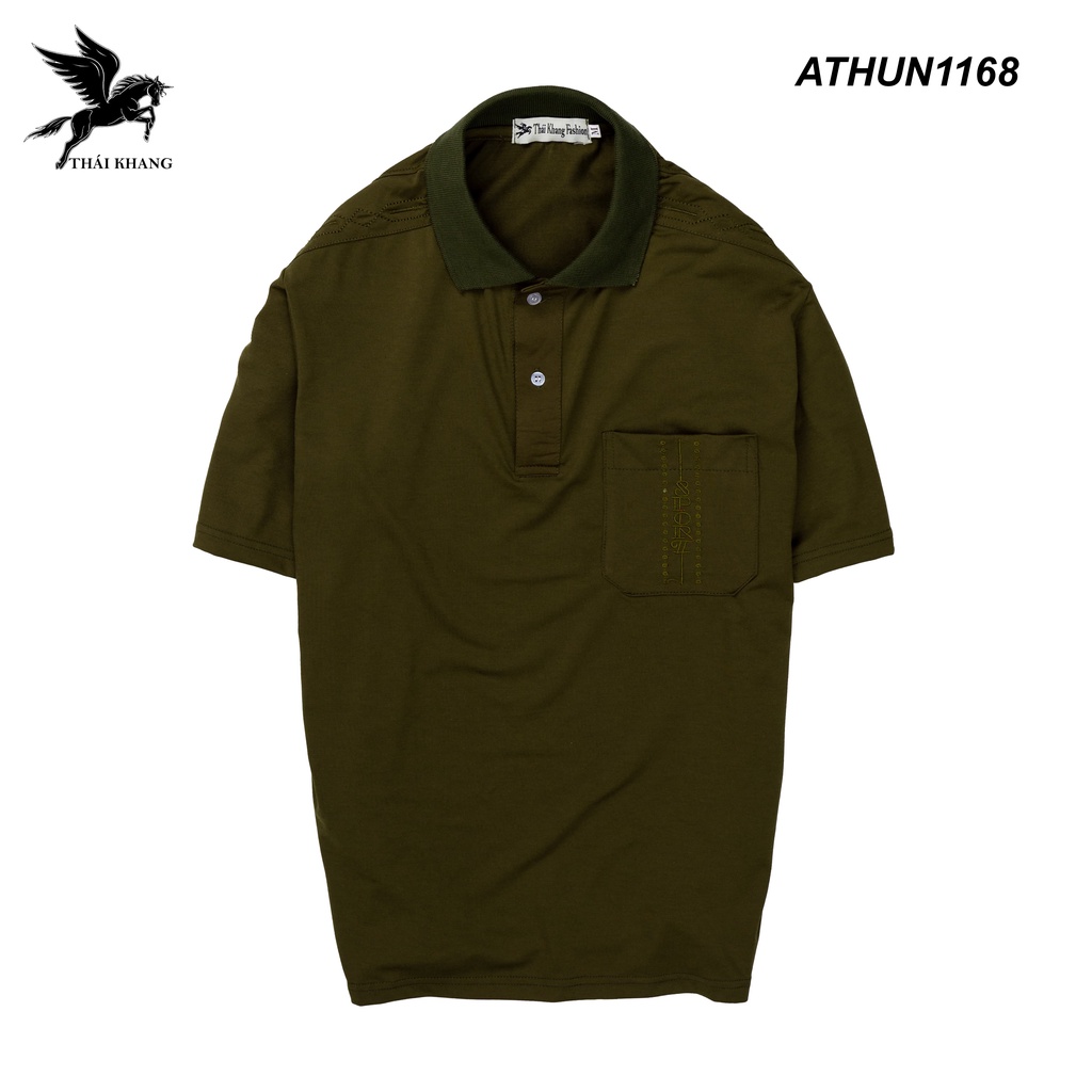áo thun nam có cổ trung niên tay ngắn Thái Khang vải cotton mát ATHUN13