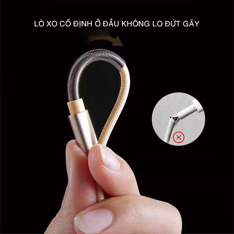 [BAGI] CÁP BAGI DÀNH CHO IPHONE 1M BỆN DÙ CÓ LÒ XO 2 ĐẦU NGĂN CHẶN ĐỨT GÃY IF100 - BH 12 THÁNG