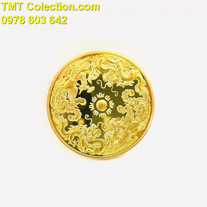 Xu Long Phụng Vàng; Màu vàng; đường kính của mỗi đồng xu là 4cm - SP000374