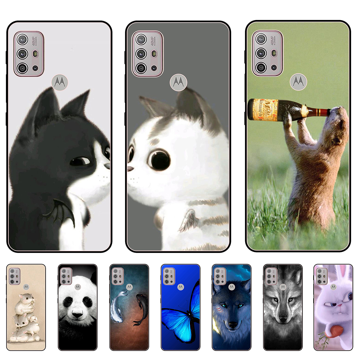 Motorola Moto G10 G30 G50 G100 Mobile Phone Case Cartoon Panda Snowball Wolf Cat butterfly fashion Soft New Protective Cover