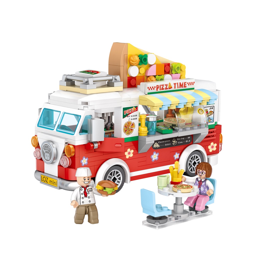 Bộ Đồ Chơi Lắp Ráp Mô Hình Xe Tải Bán Pizza/Cà Phê Mini LOZ 1739 1740 Tùy Chọn