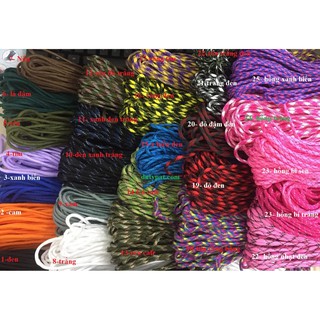 3mét DÂY PARACORD đan vòng tay 4MM 7 LÕI (có 25 màu)