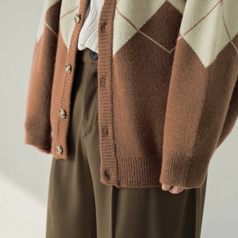 Áo len Cardigan cổ chữ V phiên bản Hàn Quốc, áo khoác len mùa đông len dài tay khoác lười rộng rãi giản dị