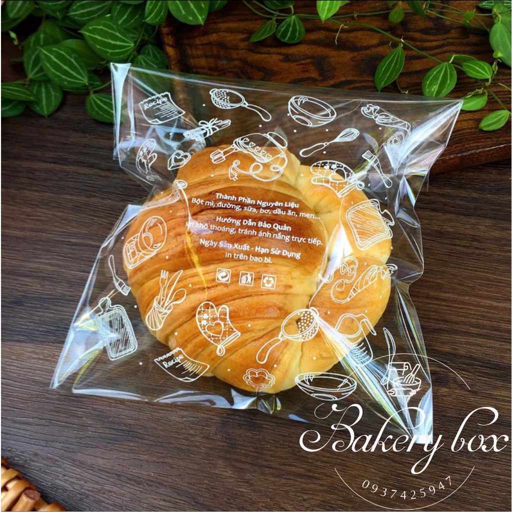 Túi Nilon Dán Miệng In Hình Đựng Bánh Mì Ngọt (1kg)