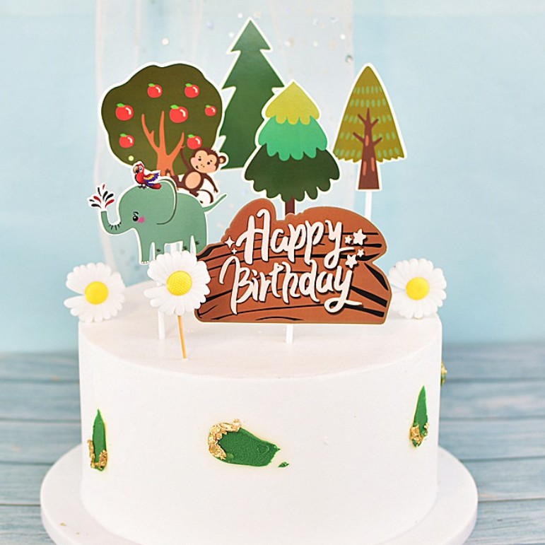 Set cắm giấy Khỉ voi trang trí bánh sinh nhật