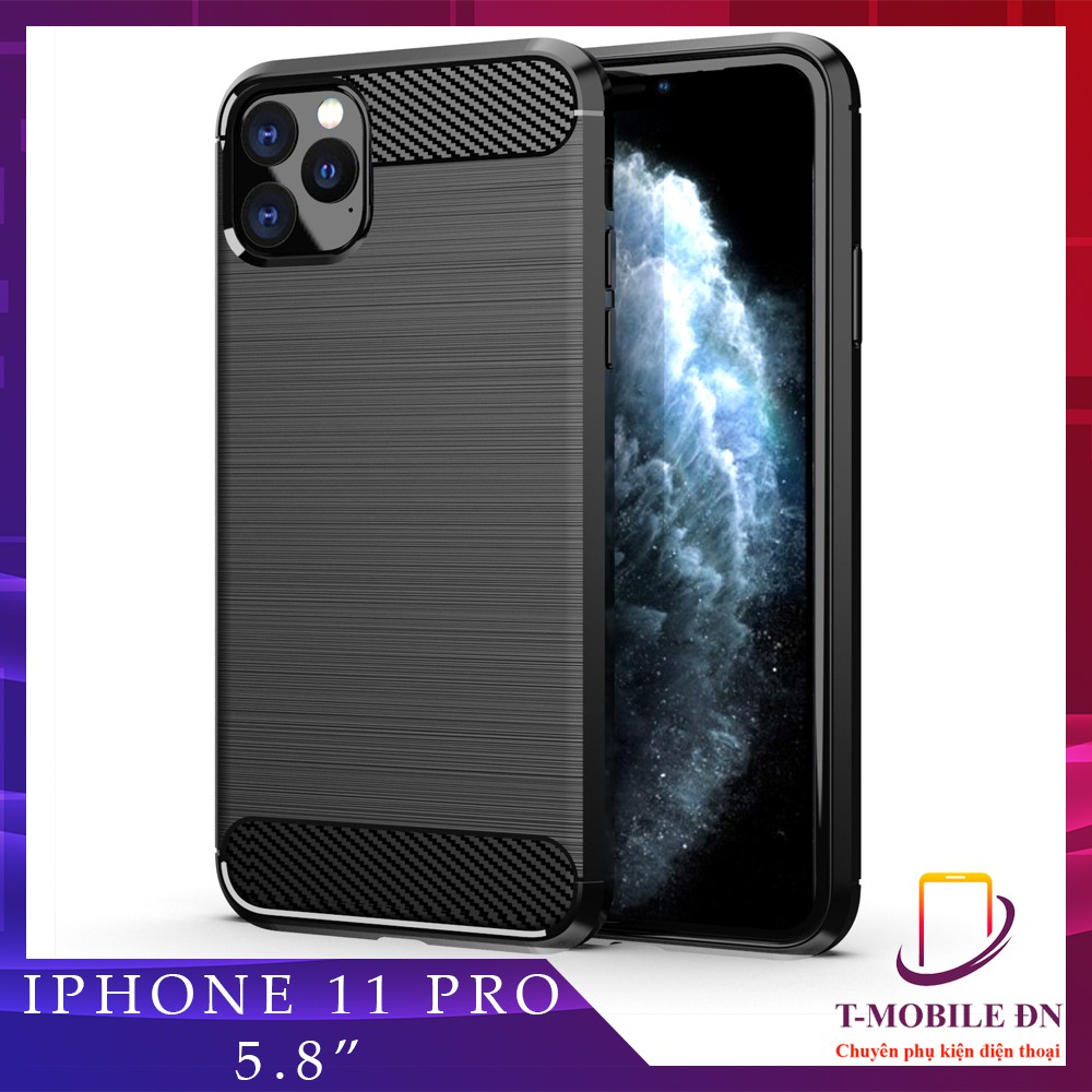 Ốp lưng iPhone 11 / iPhone 11 Pro / iPhone 11 Pro Max Carbon phay xước chống sốc chống vân tay